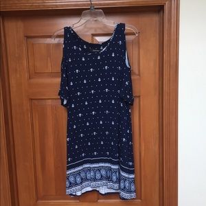 Ellen Tracy Blue Cold Shoulder Dress